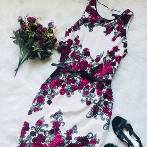 WHBM Elegant Floral Pattern Bodycon